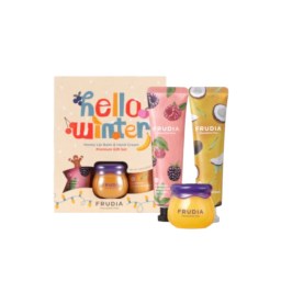 Подарочный набор со средствами для рук и для губ Frudia Hello Winter Honey Lip Balm & Hand Cream Spetial Set Mango Peach 3 предмета
