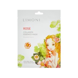Маска для лица успокаивающая с экстрактом розы и коллагеном Limoni Rose Collagen Essence Mask 25 гр