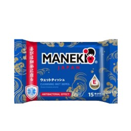  Салфетки влажные с антибактериальным эффектом, аромат "морская свежесть" Maneki Cleansing Wet Wipes, 15 шт